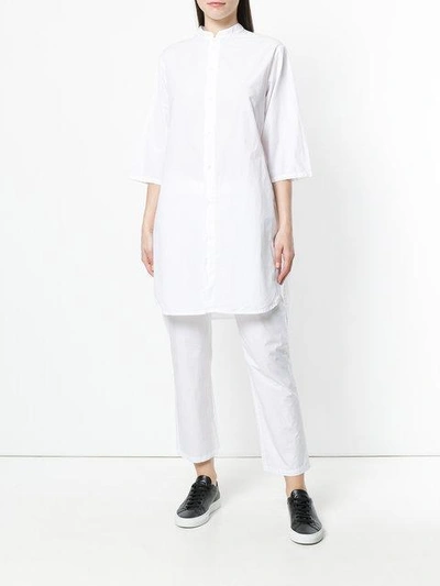 Shop Labo Art Band Collar Longline Shirt In White