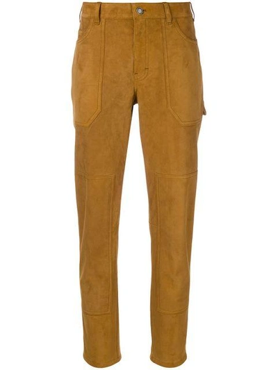Shop Saint Laurent Classic Slim-fit Trousers In Brown