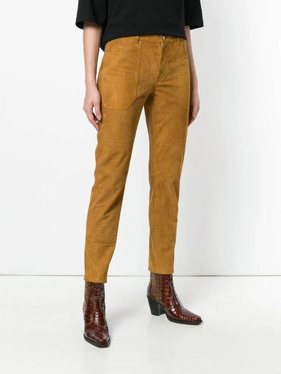 Shop Saint Laurent Classic Slim-fit Trousers In Brown