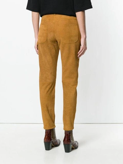 Shop Saint Laurent Classic Slim-fit Trousers In Brown