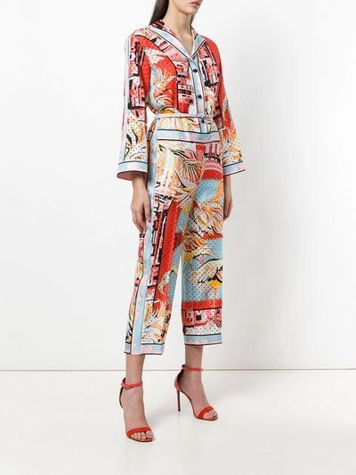 Shop Emilio Pucci Printed Eyelet-embellished Jumpsuit In Multicolour