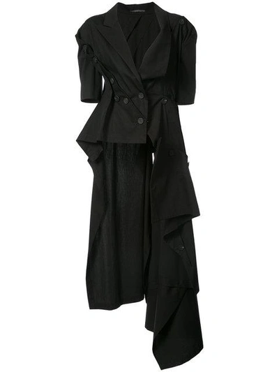 Shop Yohji Yamamoto Asymmetric Long Back Jacket In Black