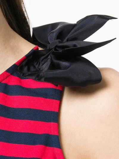 Shop Moncler Striped Bow Detail Vest Top In Blue