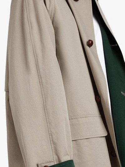 Shop Burberry Beige Reissued Waxed Gabardine Car Coat - Green