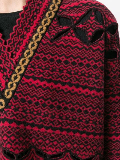 Shop Fendi Scalloped Oversized Sweater - Red