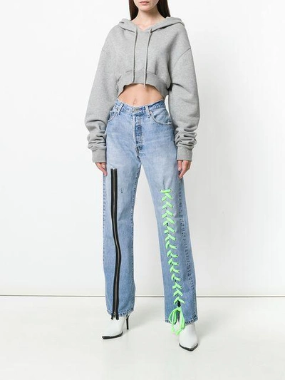 Shop Danielle Guizio Zip And Lace-up Detail Jeans - Blue