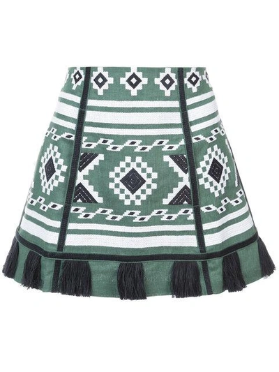 Shop Vita Kin Embroidered Tassel Skirt In Green