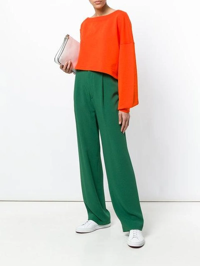 Shop Msgm Cropped Sweatshirt - Orange