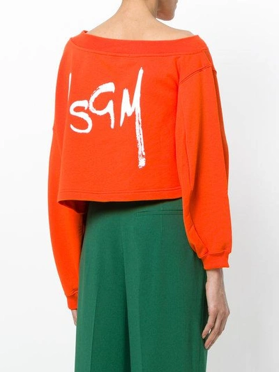 Shop Msgm Cropped Sweatshirt - Orange