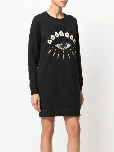 Shop Kenzo Eye Sweatshirt Dress - Black