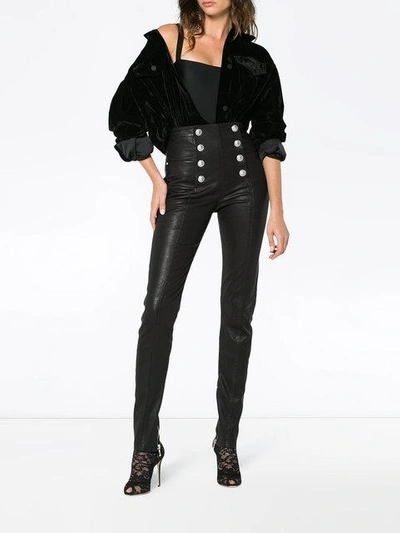 High Waisted Leather Skinny Trousers