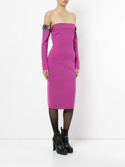 Shop David Koma Off-shoulder Midi Dress In Pink