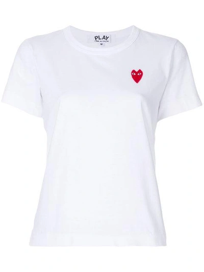 Shop Comme Des Garçons Play Embroidered Logo T-shirt In White