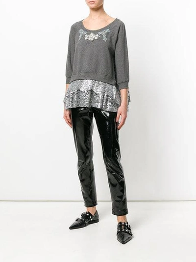 Shop Antonio Marras Embellished Lace Trim Sweater In Grey