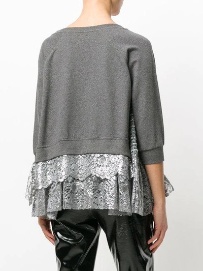 Shop Antonio Marras Embellished Lace Trim Sweater In Grey
