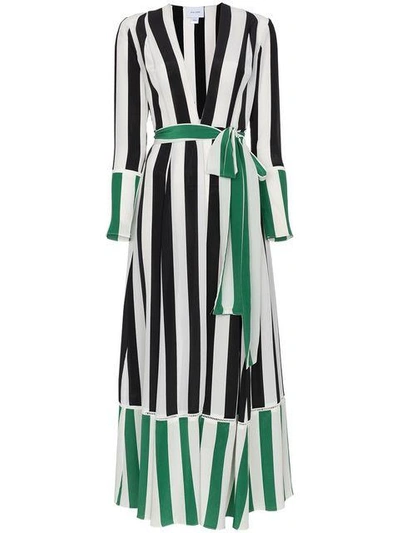 Shop We Are Leone Black And Green Striped Silk Jacket