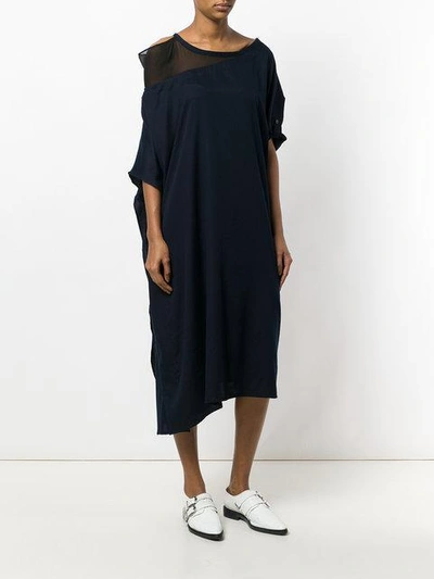 Shop Yohji Yamamoto Asymmetric Dress - Blue
