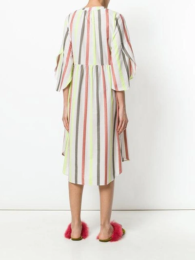 Shop Tsumori Chisato Striped Button Dress In Neutrals