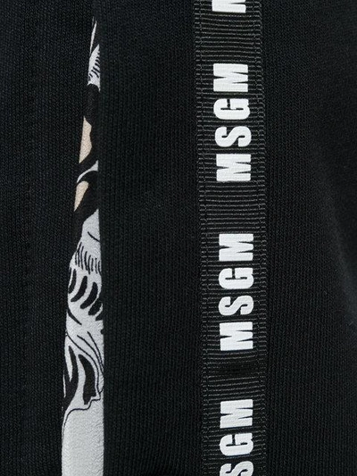 Shop Msgm Brand Stripe Tracksuit Trousers In Black
