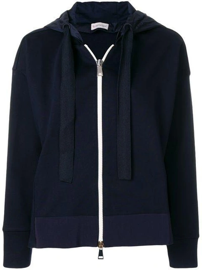 Shop Moncler Zipped Hooded Sweatshirt In Blue