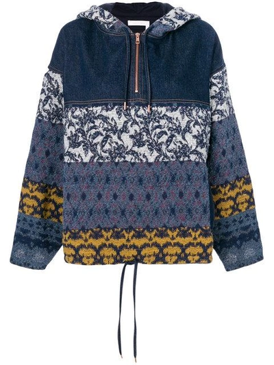 Shop See By Chloé Patched Drawstring Hoodie - Blue