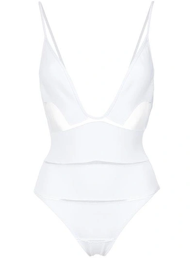 Amir Slama Deep V-neck Swimsuit In White