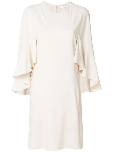 Shop Chloé Ruffle Sleeved Dress - White