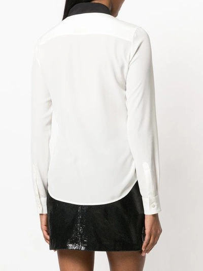 Shop Moschino Ruffled Silk Blouse In White