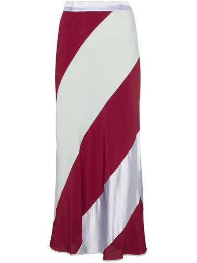 Shop Marni Silk Diagonal Striped Skirt - Multicolour