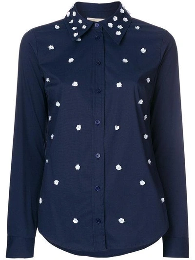 Shop Michael Michael Kors Flower Embellished Shirt - Blue