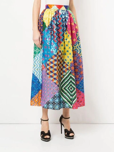 Shop Mary Katrantzou Full Patchwork Skirt In Multicolour