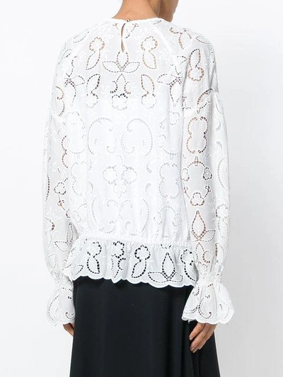 Shop Perseverance London Embroidered Cut-out Blouse - White