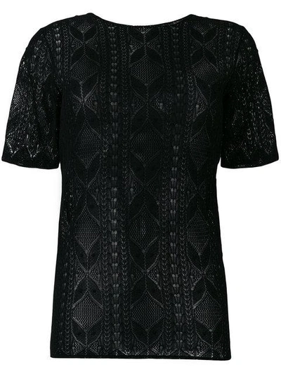 Shop Saint Laurent Lace Short-sleeve Top In Black