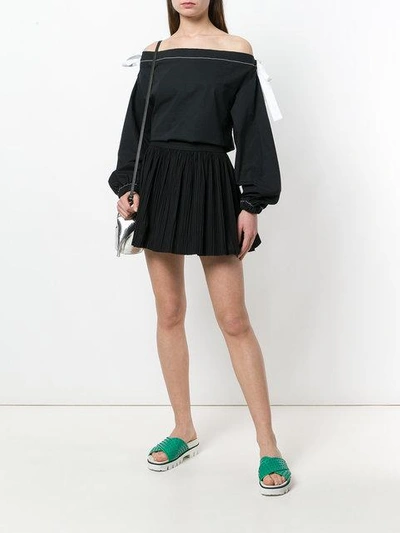 Shop Red Valentino Pleated Mini Skirt In Black