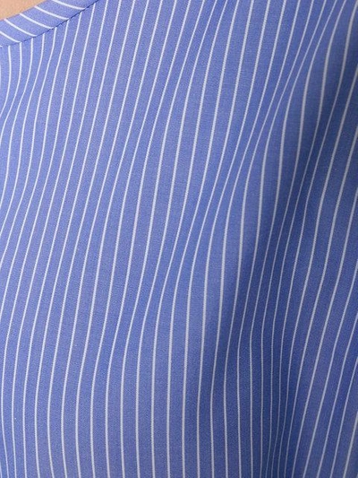 Shop Alberto Biani Pinstriped Collarless Shirt In Blue