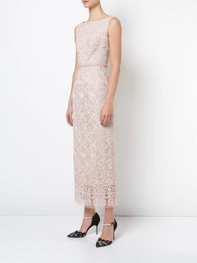 Shop Marchesa Notte Beaded Sheath Dress In Neutrals