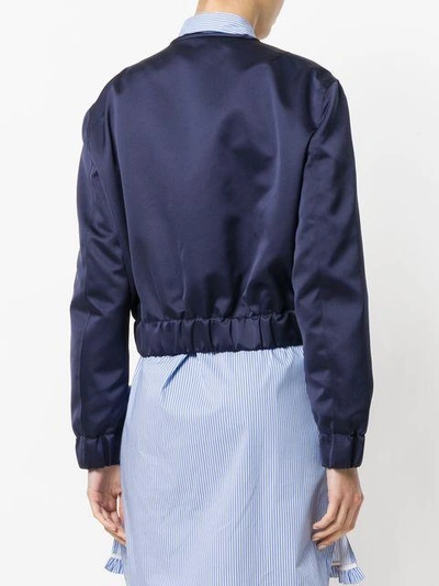 Shop Msgm Satin Bomber Jacket In Blue