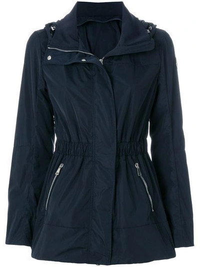 Shop Moncler Fitted Waist Hooded Jacket In Black