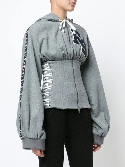 Shop Puma Corset Zipped Hoodie In Grey