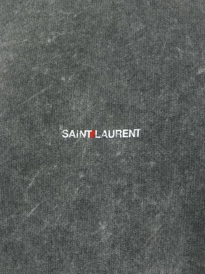 Shop Saint Laurent Washed Logo Sweatshirt  In 1059 Noir Delave