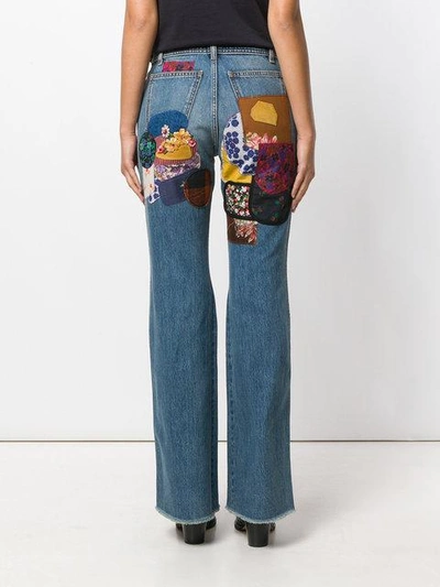 Shop Coach Patchwork Bootcut Jeans In Blue