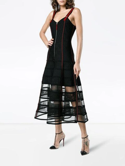 Shop Alexander Mcqueen Silk Organza Skirt Dress In Black