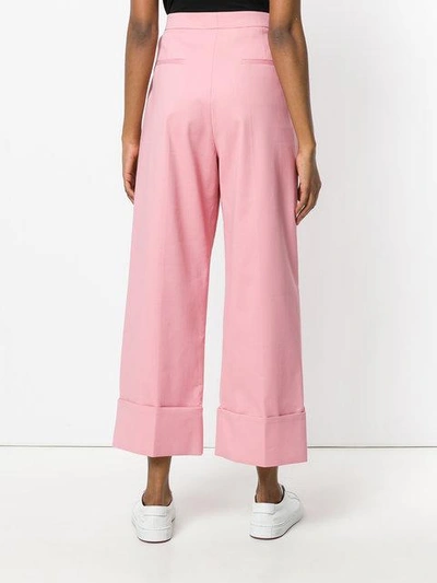 Shop Sara Battaglia Wide Leg High Waist Trousers In Pink & Purple