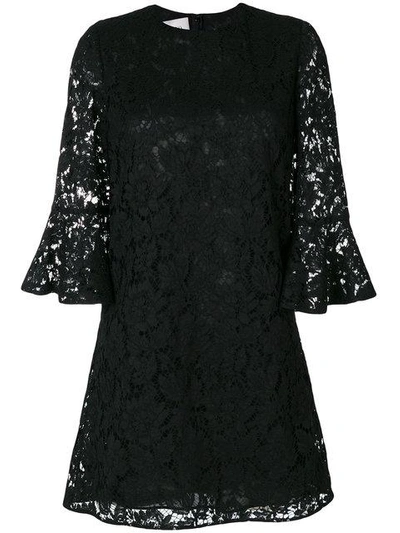 Shop Valentino Heavy Lace Dress In Black