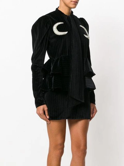 Shop Attico Moon Patch Mini Dress In Black