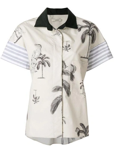 Shop Odeeh Palm Print Board Shirt In Neutrals