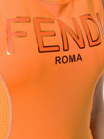 Shop Fendi Logo Print Tank Top - Yellow