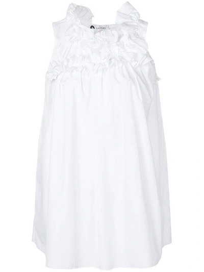 Shop Lanvin Frilled Sleeveless Blouse - White