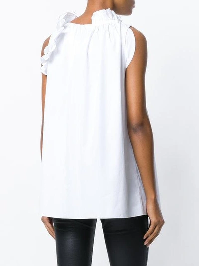 Shop Lanvin Frilled Sleeveless Blouse - White