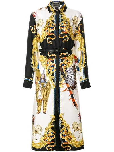 Shop Versace Native American Baroque Print Dress In White